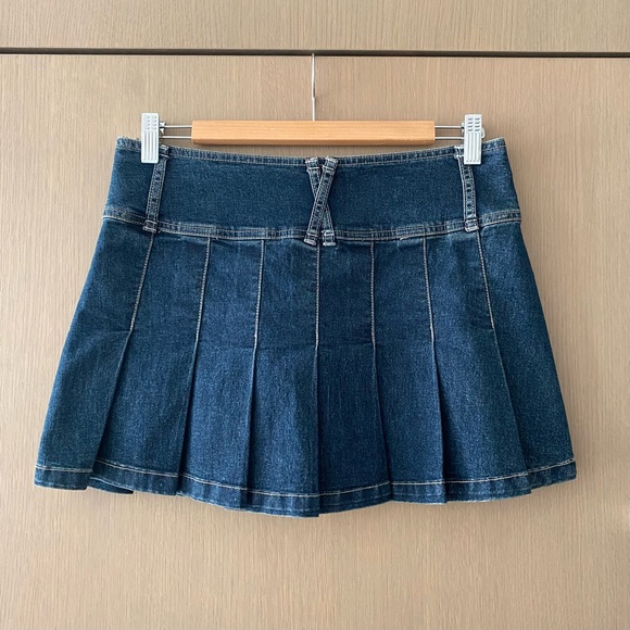 Vintage y2k low rise pleated denim mini skirt - Picture 5 of 5